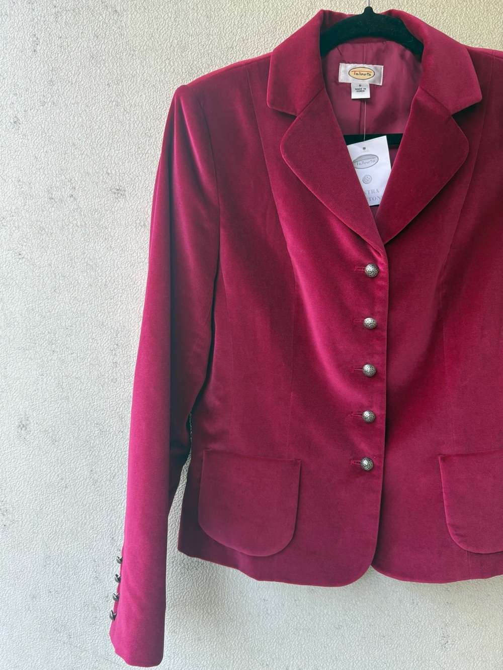 Talbots Velvet Blazer Silk Cotton Burgundy Jewel Tone Jacket Size 8
